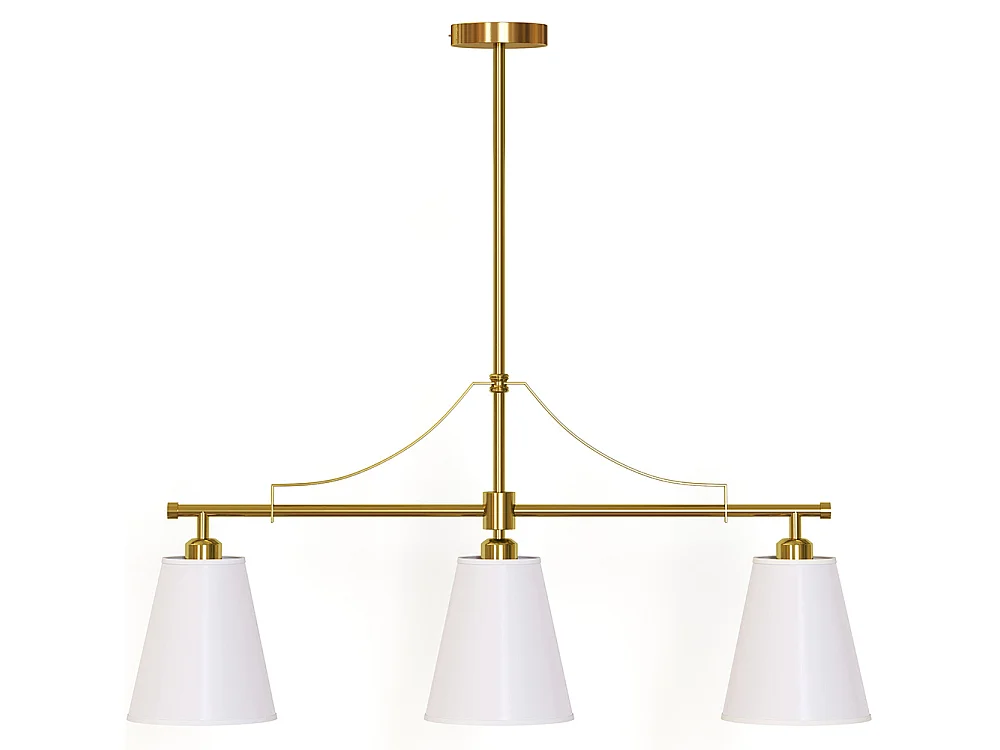 Suspension Plafonnier en Métal Doré Vieilli avec 3 Abat-jours - Bubles Doré