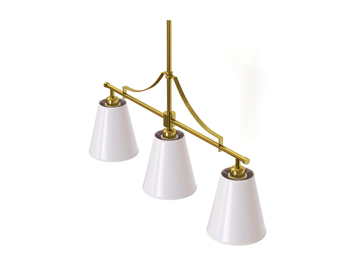 Suspension Plafonnier en Métal Doré Vieilli avec 3 Abat-jours - Bubles Doré