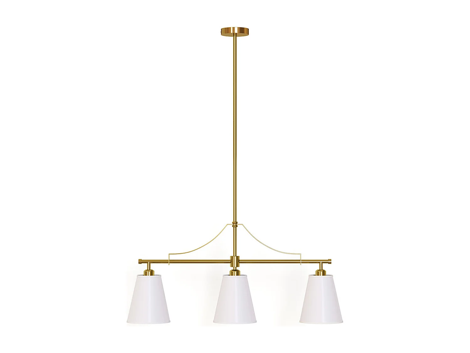 Suspension Plafonnier en Métal Doré Vieilli avec 3 Abat-jours - Bubles Doré