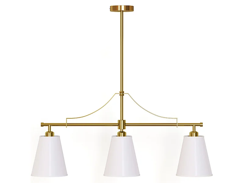 Suspension Plafonnier en Métal Doré Vieilli avec 3 Abat-jours - Bubles Doré