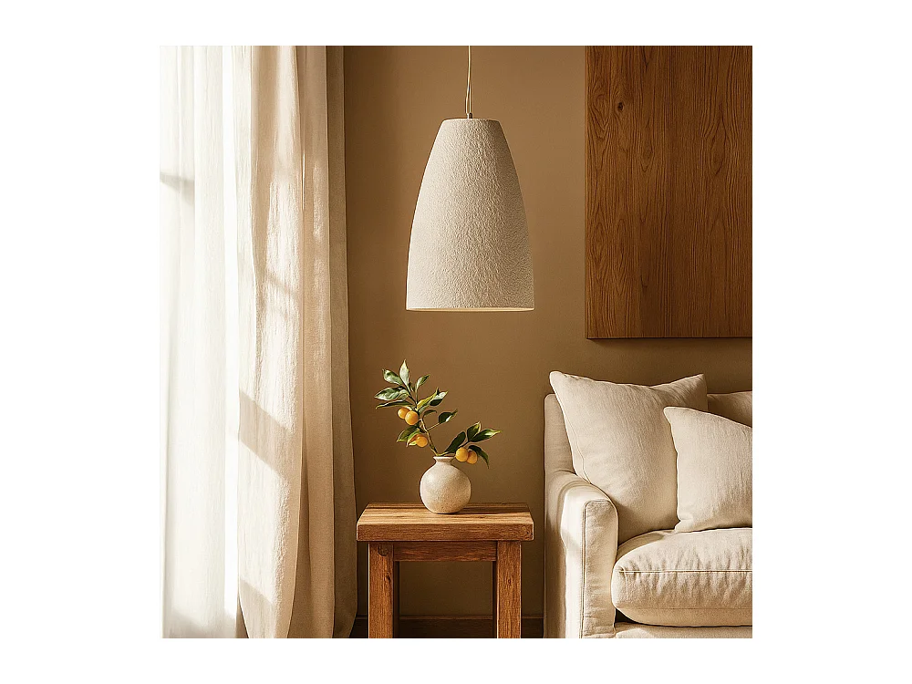 Lámpara colgante - Diseño minimalista - Acabado efecto piedra - Sinur I Blanco