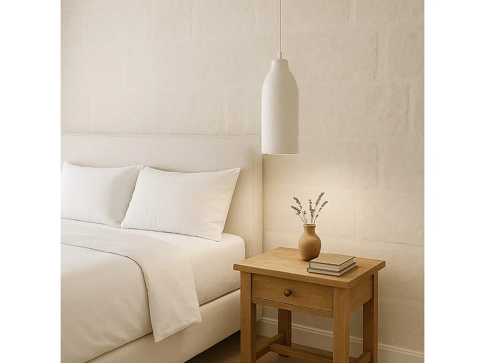 Suspension - Design minimaliste - Finition effet pierre - Sinur III Blanc