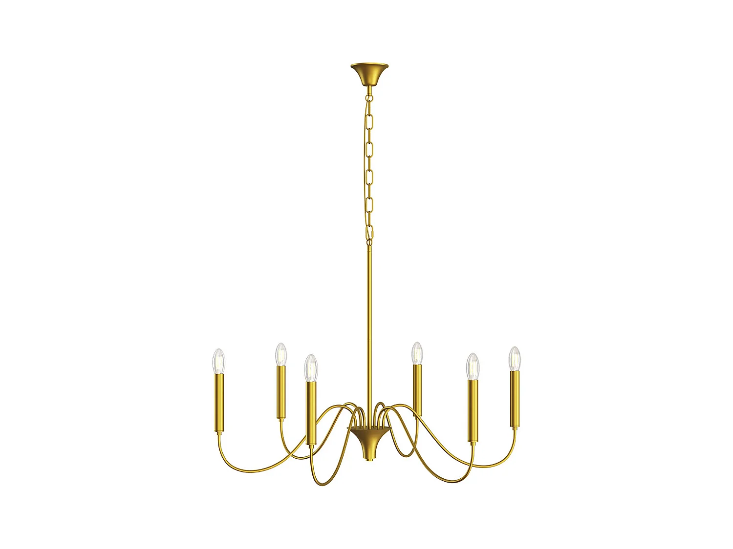 Goldene Pendelleuchte mit 6 Armen – Moderner Kronleuchterstil aus Metall - Vintessa