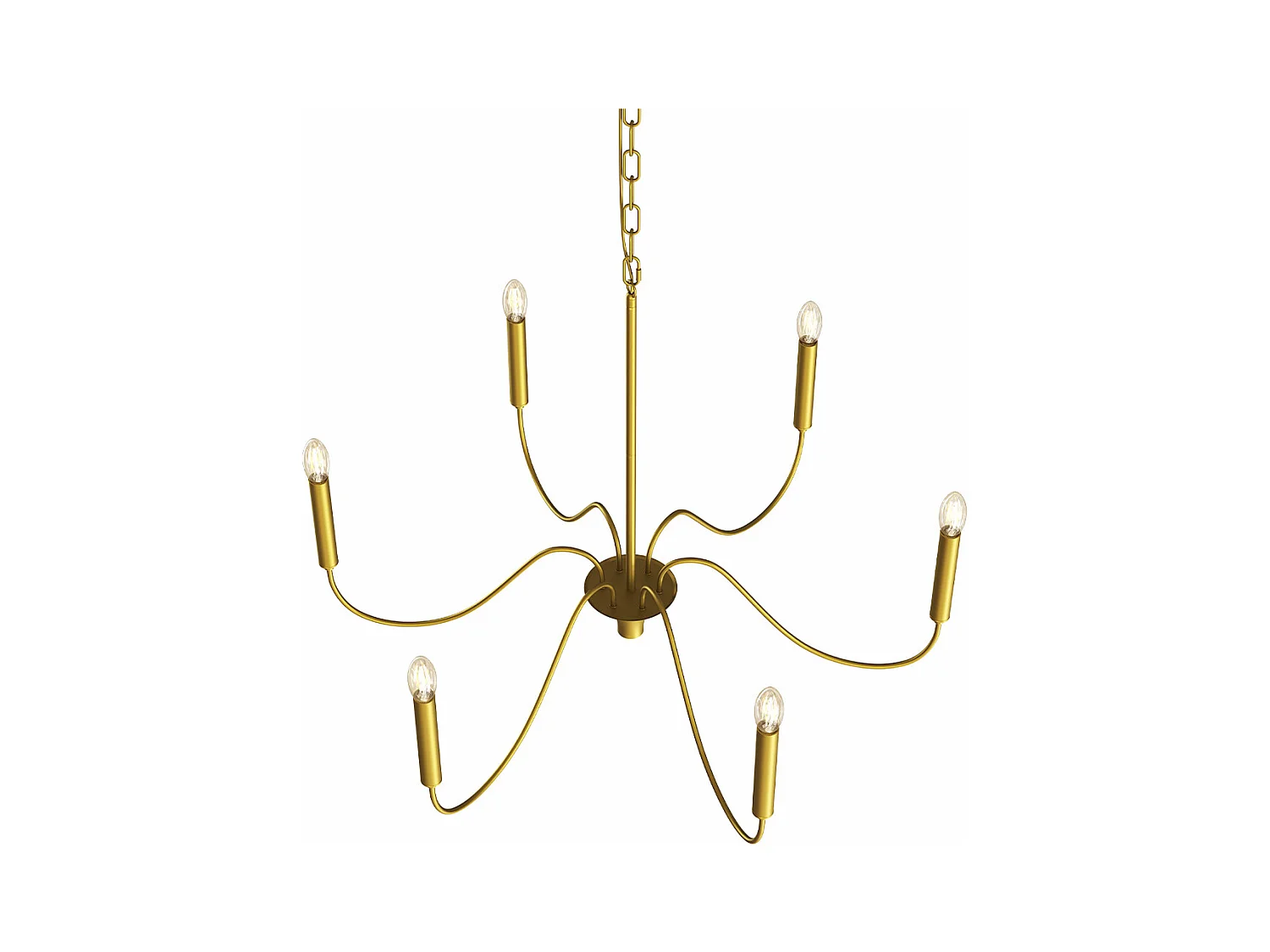 Goldene Pendelleuchte mit 6 Armen – Moderner Kronleuchterstil aus Metall - Vintessa