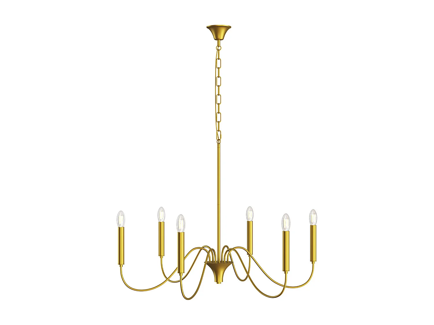 Suspension dorée à 6 bras – Style chandelier moderne en métal - Vintessa Doré