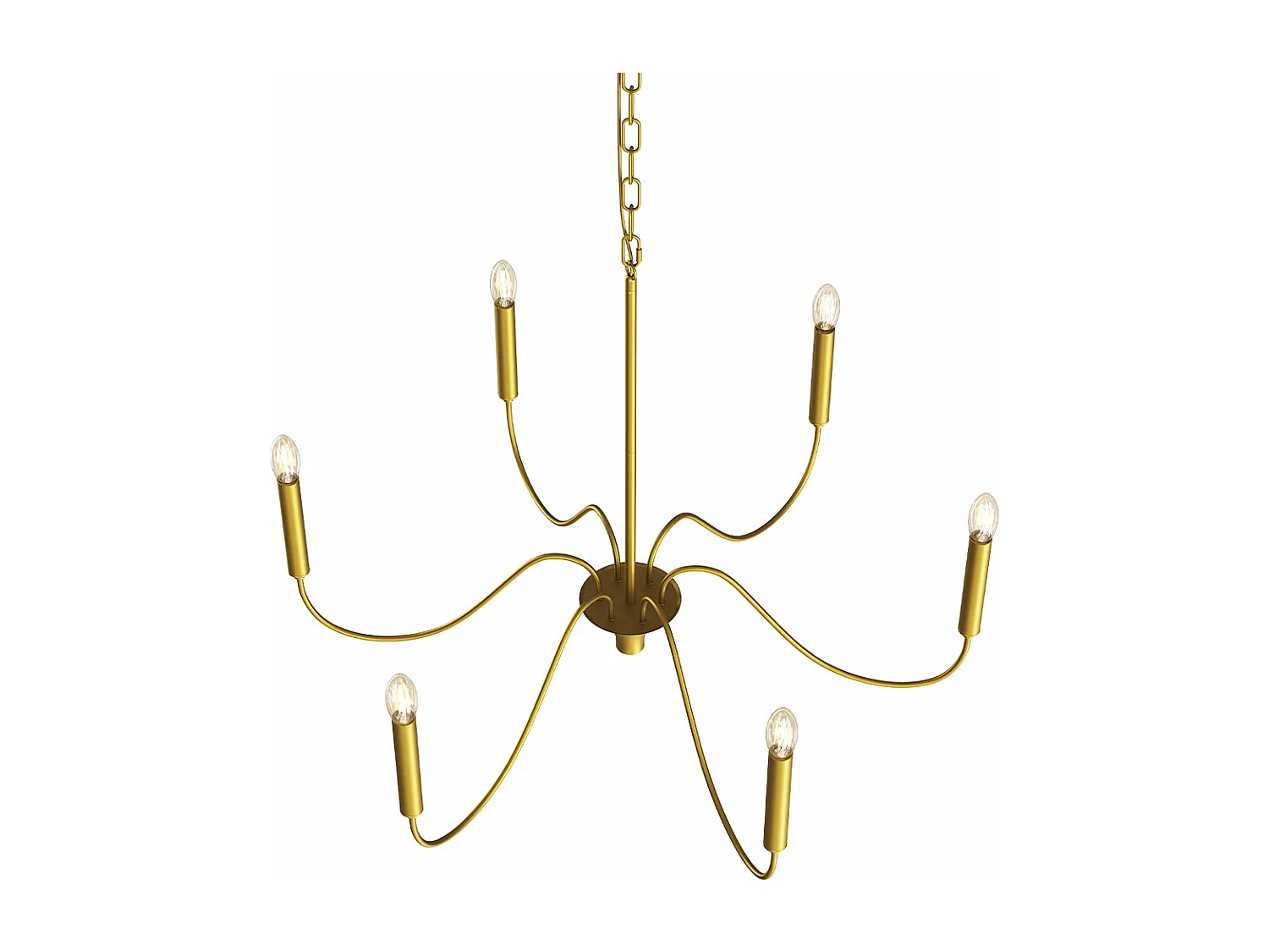 Suspension dorée à 6 bras – Style chandelier moderne en métal - Vintessa Doré