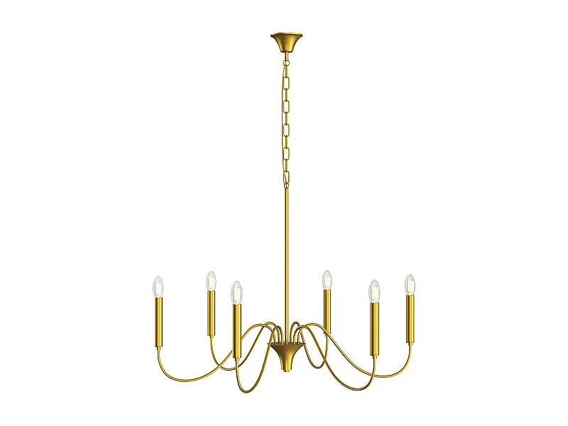 Suspension dorée à 6 bras – Style chandelier moderne en métal - Vintessa Doré