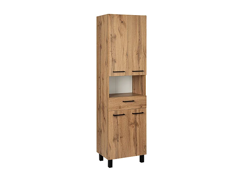 Badezimmerschrank Hochschrank Eiche Wotan 50cm 4 Türen Lupo Wotan