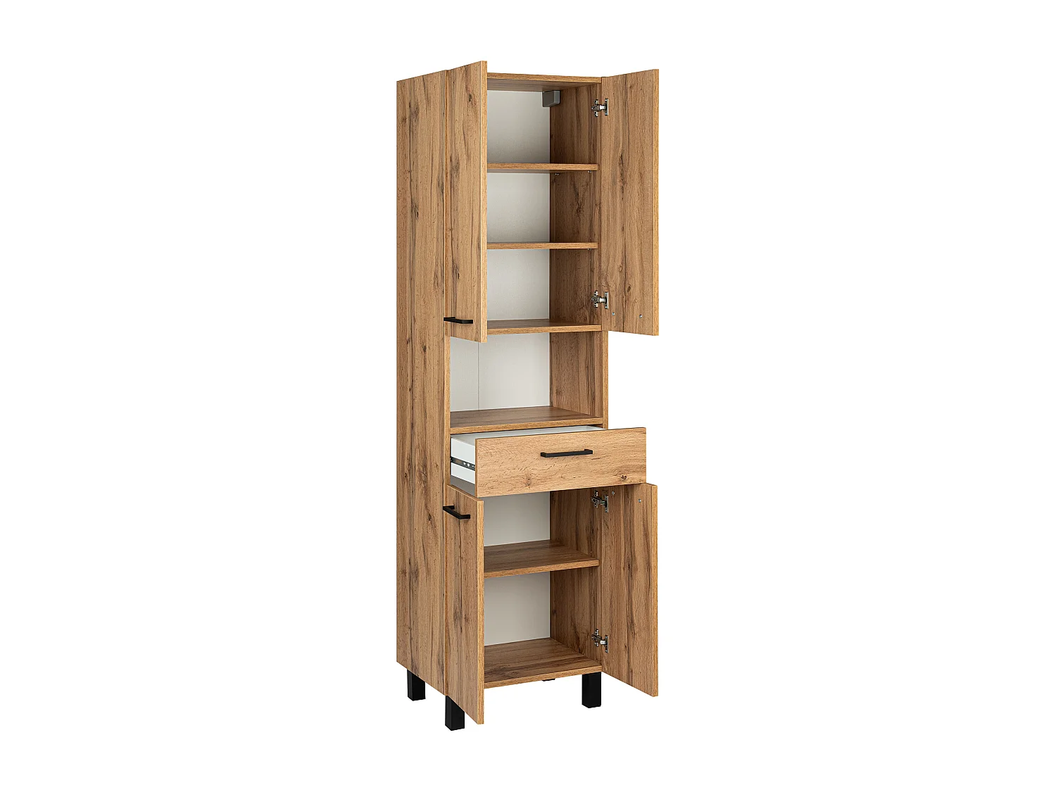 Badezimmerset Badezimmerschrank mit Waschbecken 50cm Hochshrank 50cm Schrank mit Spiegel Eiche Wotan Lupo Wotan