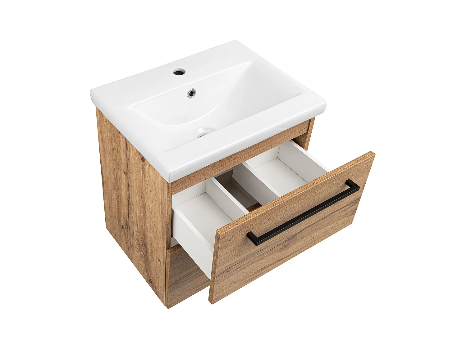 Ensemble pour salle de bain 50 cm Meuble avec lavabo Colonne haute Meuble avec miroir Chêne Wotan Aster