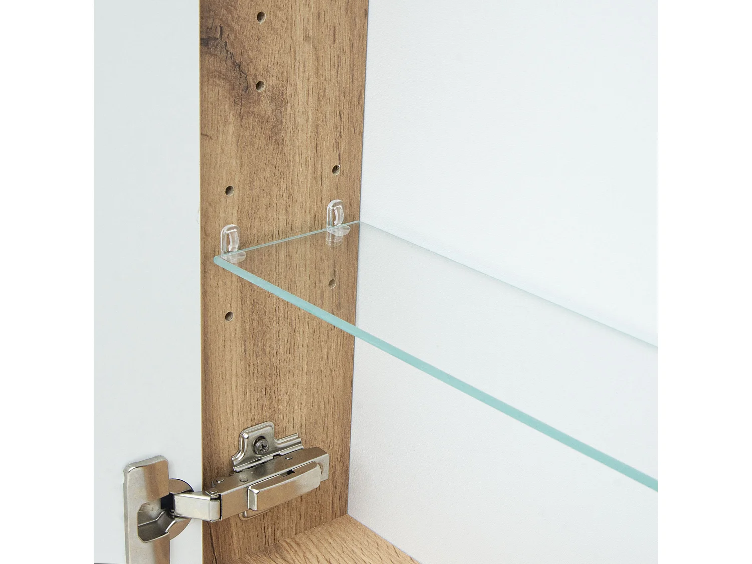 Badezimmerset 50cm Schrank mit Waschbecken Hohschrank Shrank mit Spiegel Eiche Wotan Aster