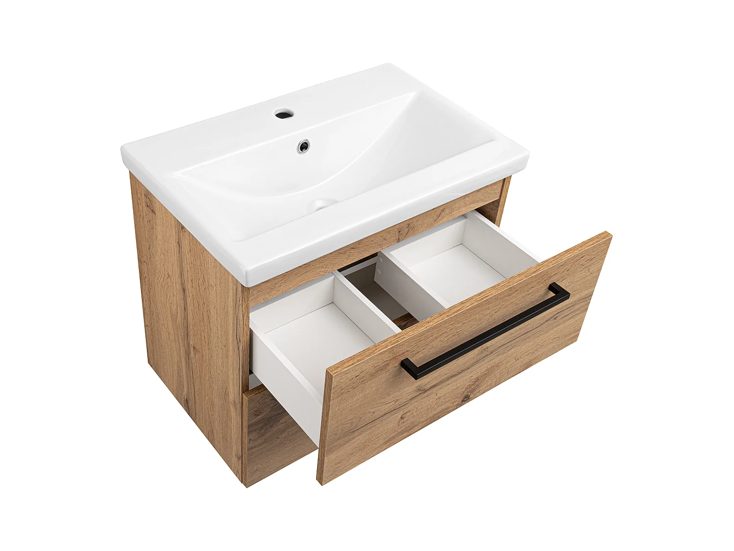 Ensemble pour salle de bain 60 cm Meuble avec lavabo Colonne haute Meuble avec miroir Chêne Wotan Aster
