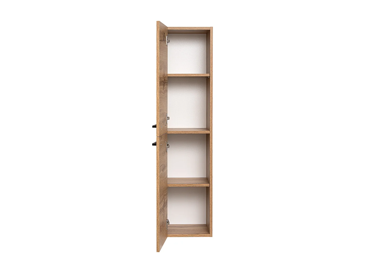 Badezimmerset 60cm Schrank mit Waschbecken Hohschrank Shrank mit Spiegel Eiche Wotan Aster