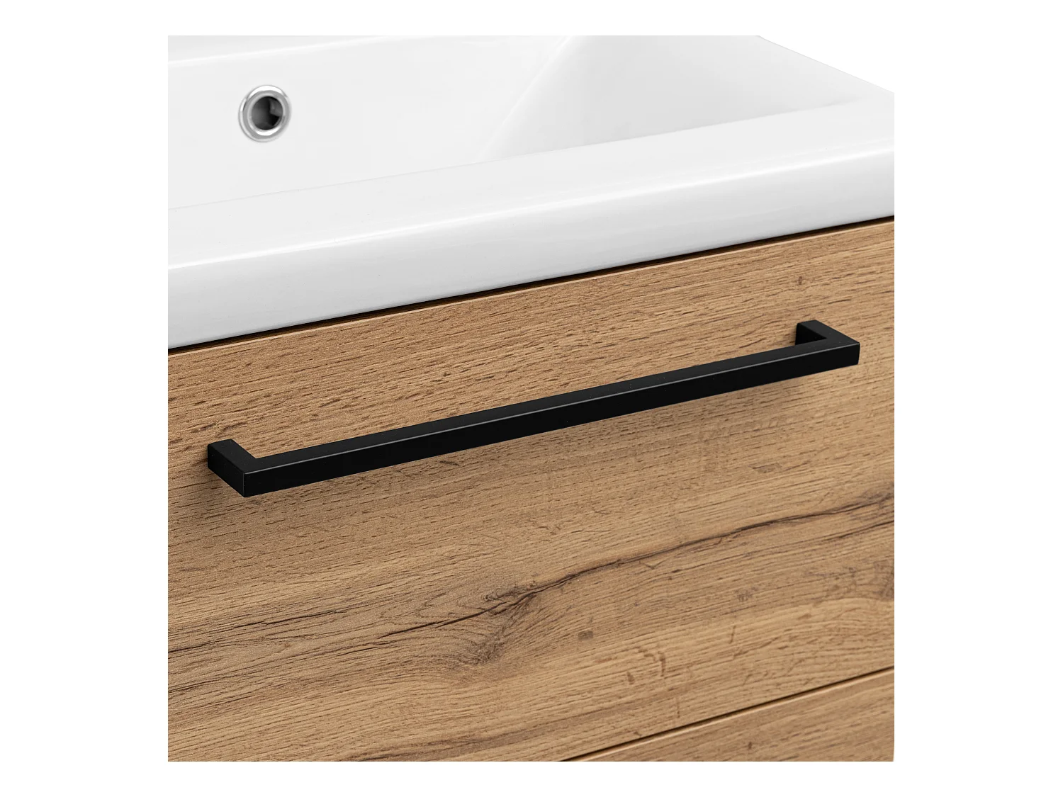 Ensemble pour salle de bain 50 cm Meuble avec lavabo Meuble avec miroir Chêne Wotan Aster