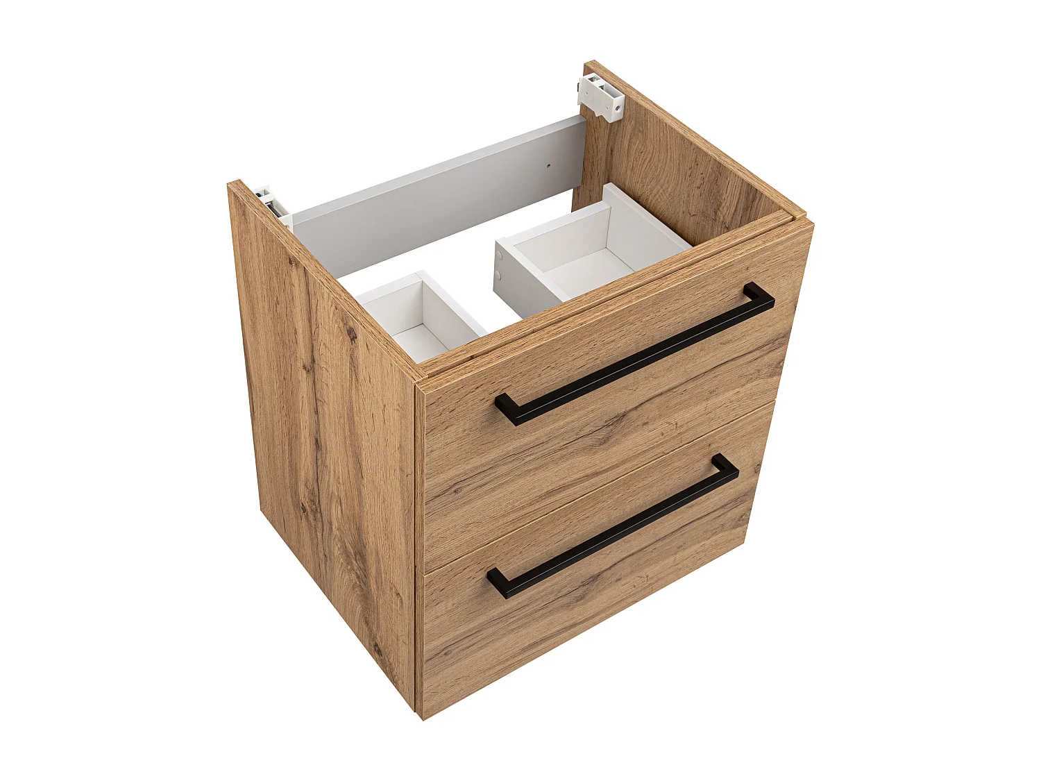 Badezimmerset 50cm Schrank mit Waschbecken Shrank mit Spiegel Eiche Wotan Aster