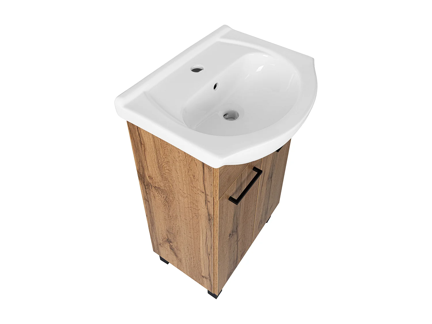 Badezimmerset Badezimmerschrank mit Waschbecken 50cm Hochshrank 50cm Eiche Wotan Lupo Wotan