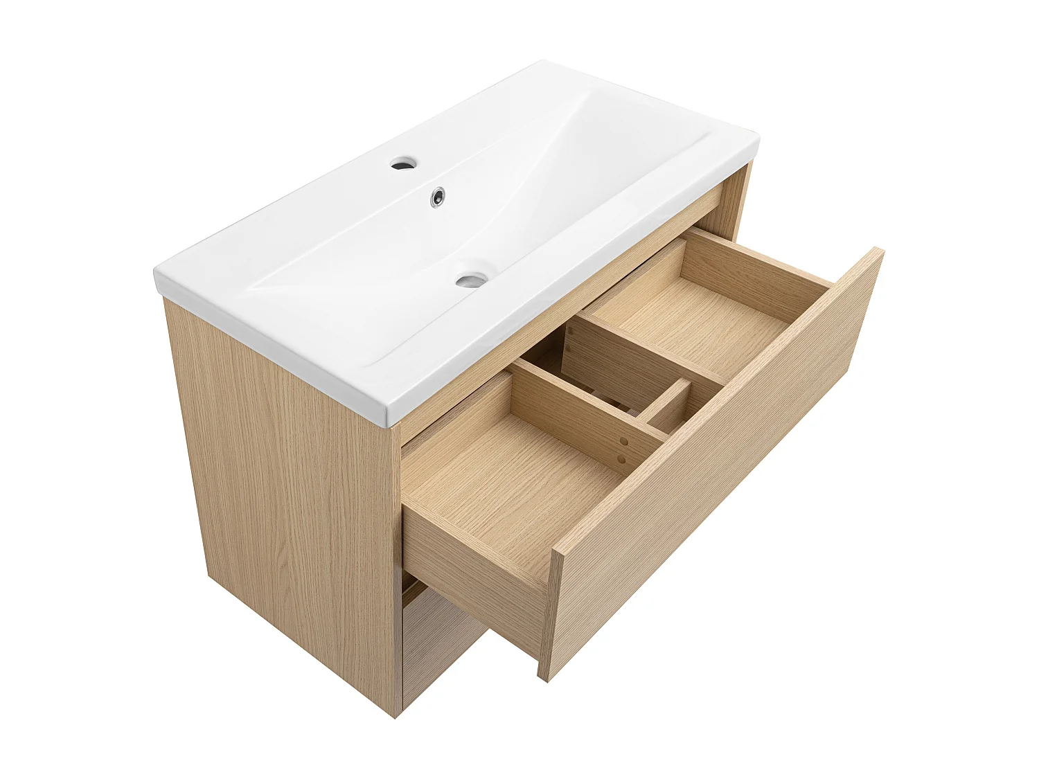 Ensemble pour salle de bain 80 cm Meuble avec lavabo Meuble avec miroir Façades rainurées Aria