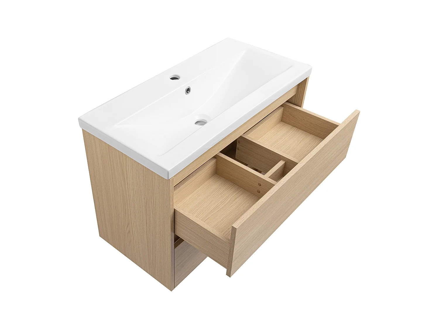 Ensemble pour salle de bain 80 cm Meuble avec lavabo Meuble avec miroir Façades rainurées Aria