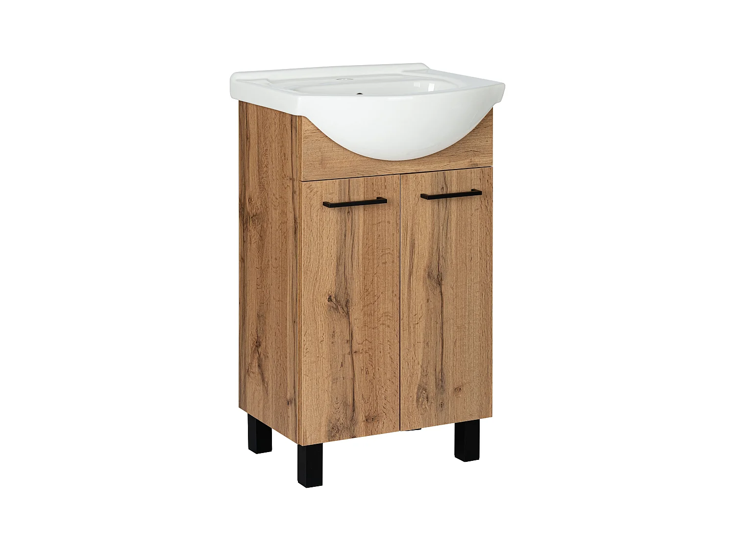 Badezimmerset 50cm Eiche Wotan Schrank mit Waschbecken Lupo Wotan