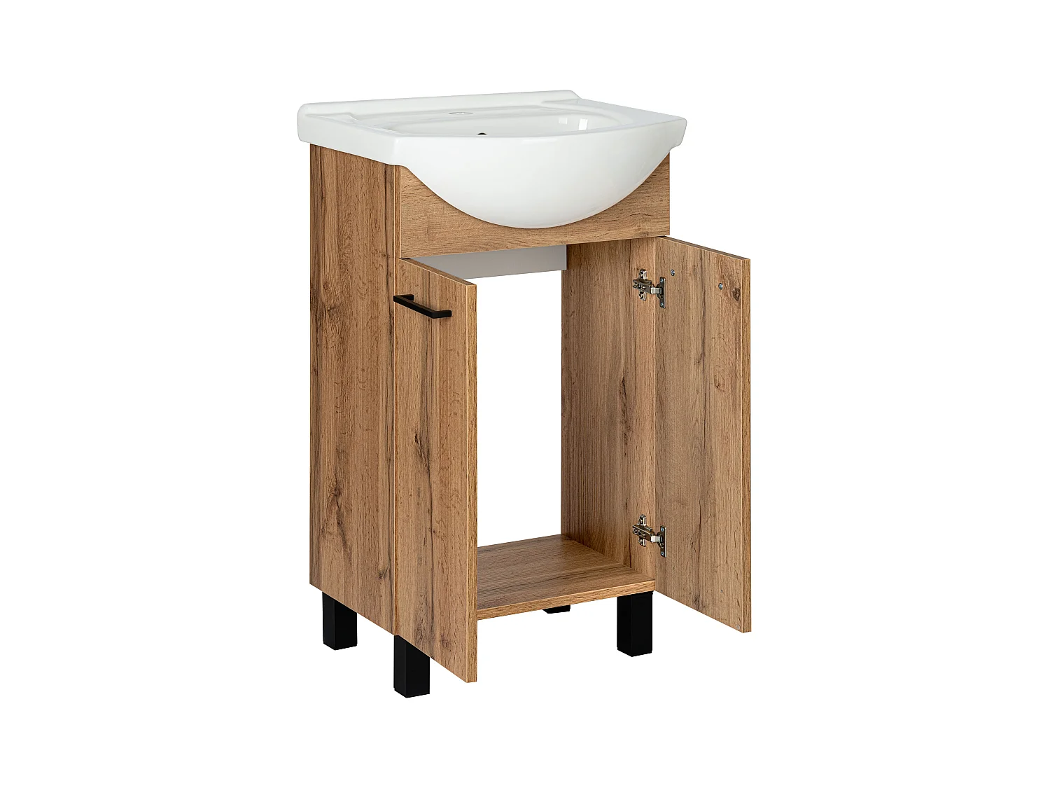 Badezimmerset 50cm Eiche Wotan Schrank mit Waschbecken Lupo Wotan