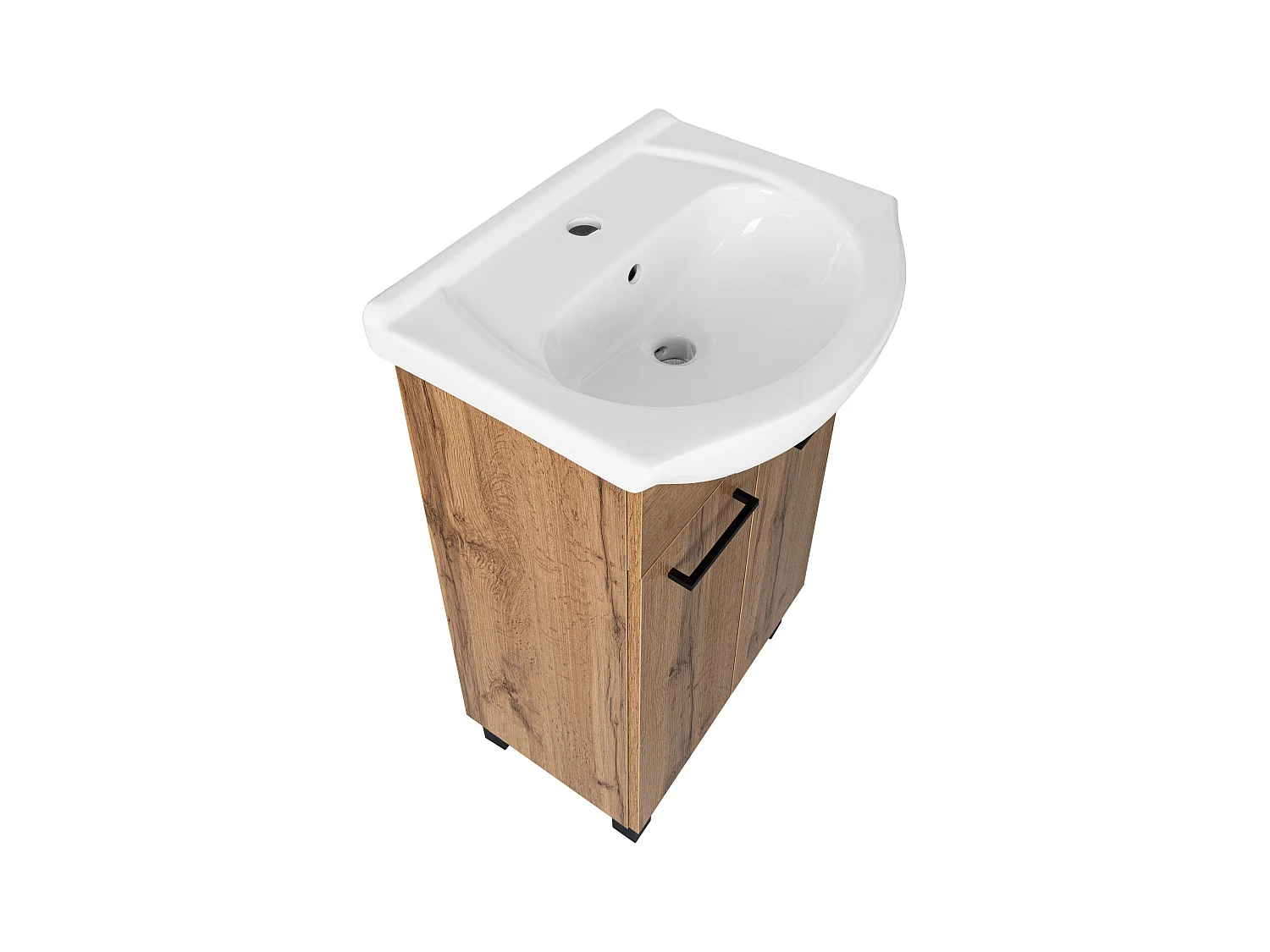 Badezimmerset 50cm Eiche Wotan Schrank mit Waschbecken Lupo Wotan