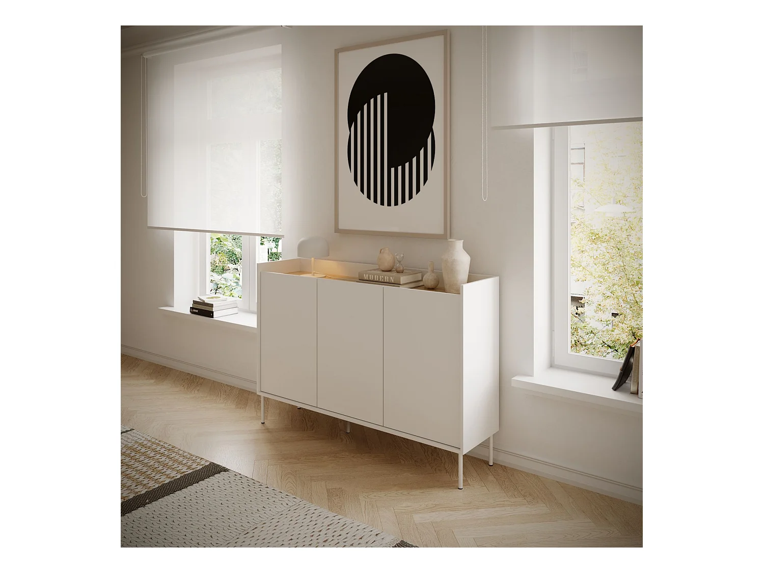 Buffet 3 portes – 140 cm – blanc/chêneLindberg – SELSEY TOVI