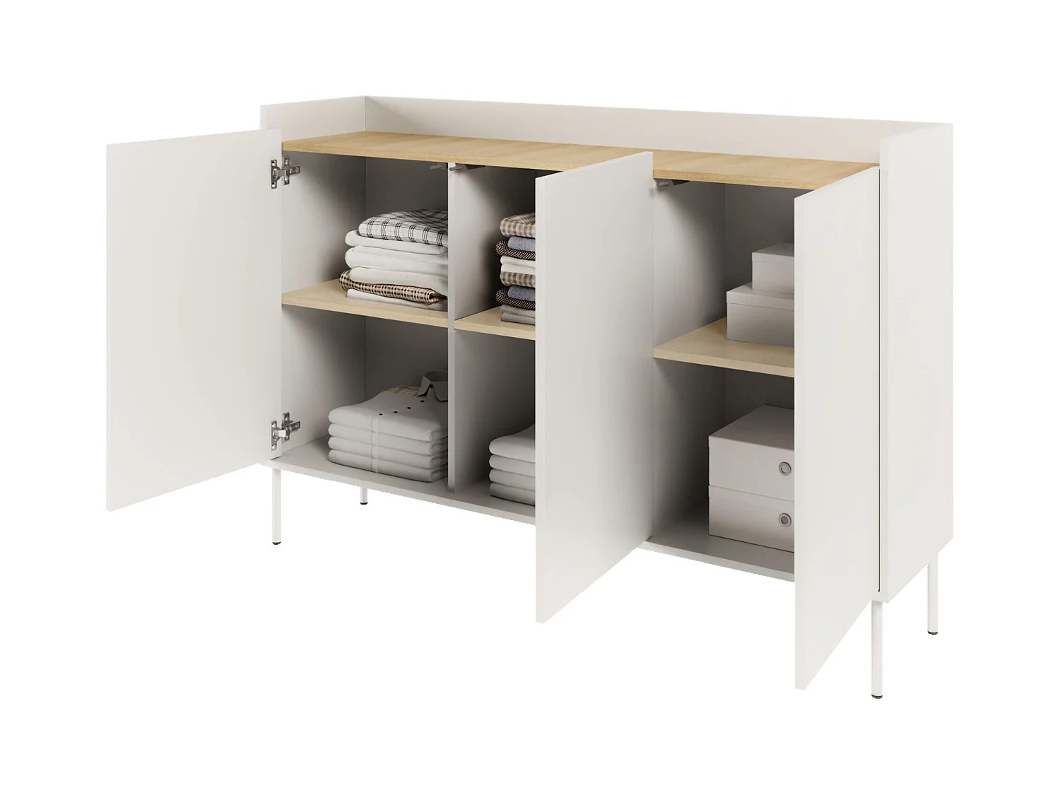 Buffet 3 portes – 140 cm – blanc/chêneLindberg – SELSEY TOVI