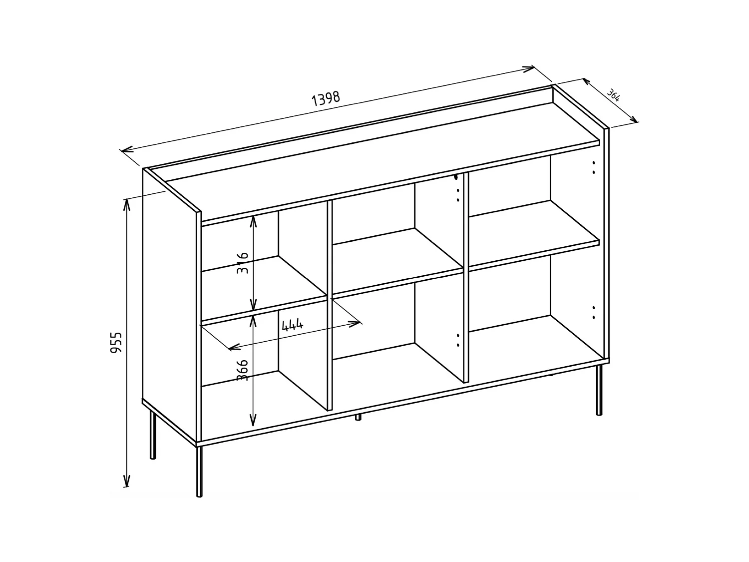 Buffet 3 portes – 140 cm – blanc/chêneLindberg – SELSEY TOVI