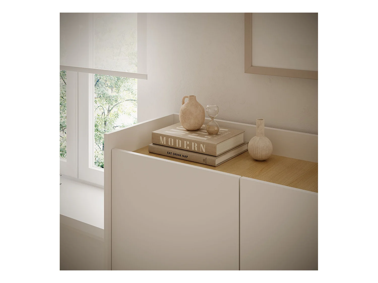 Buffet 3 portes – 140 cm – blanc/chêneLindberg – SELSEY TOVI