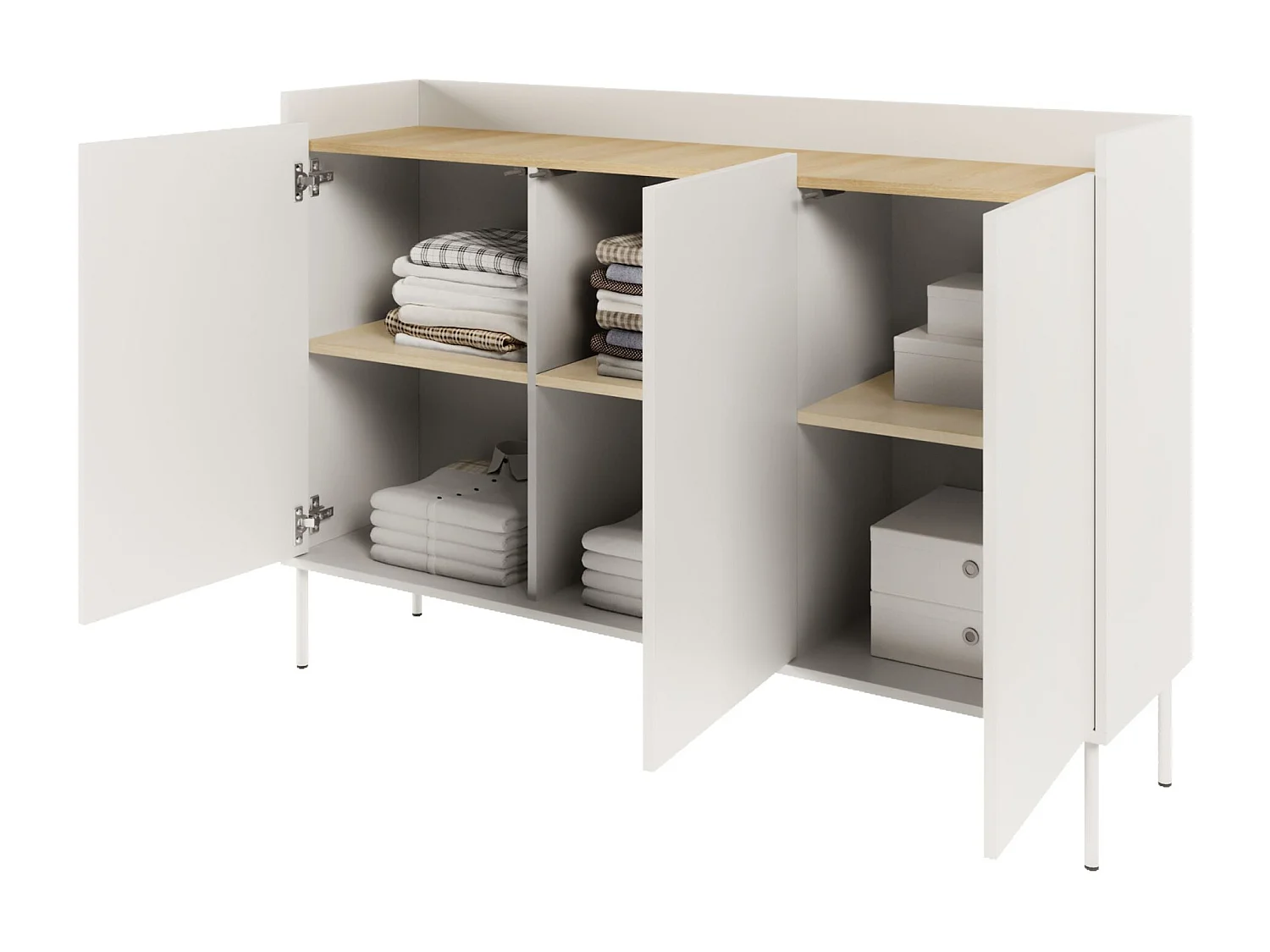 Buffet 3 portes – 140 cm – blanc/chêneLindberg – SELSEY TOVI