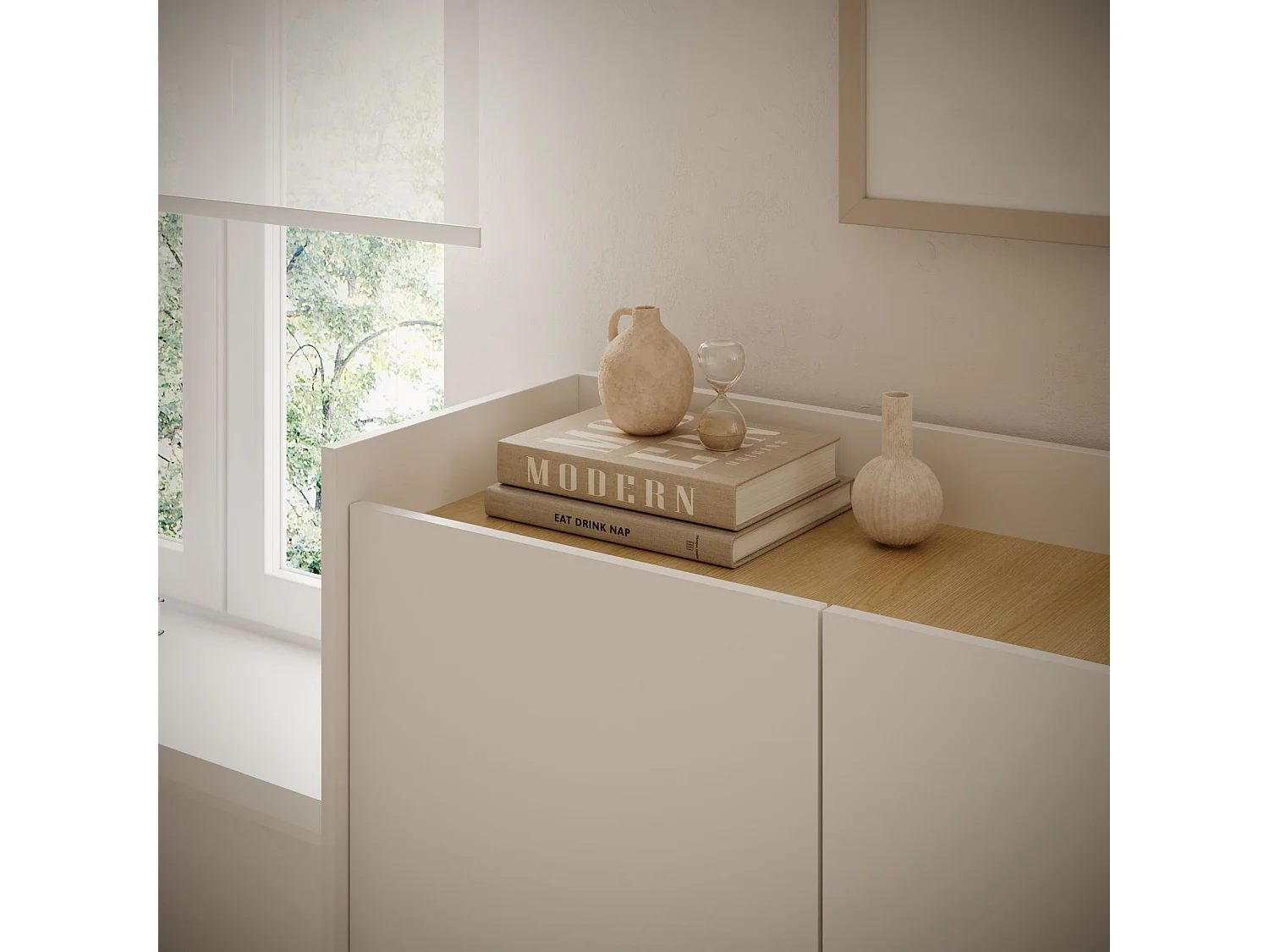 Buffet 3 portes – 140 cm – blanc/chêneLindberg – SELSEY TOVI