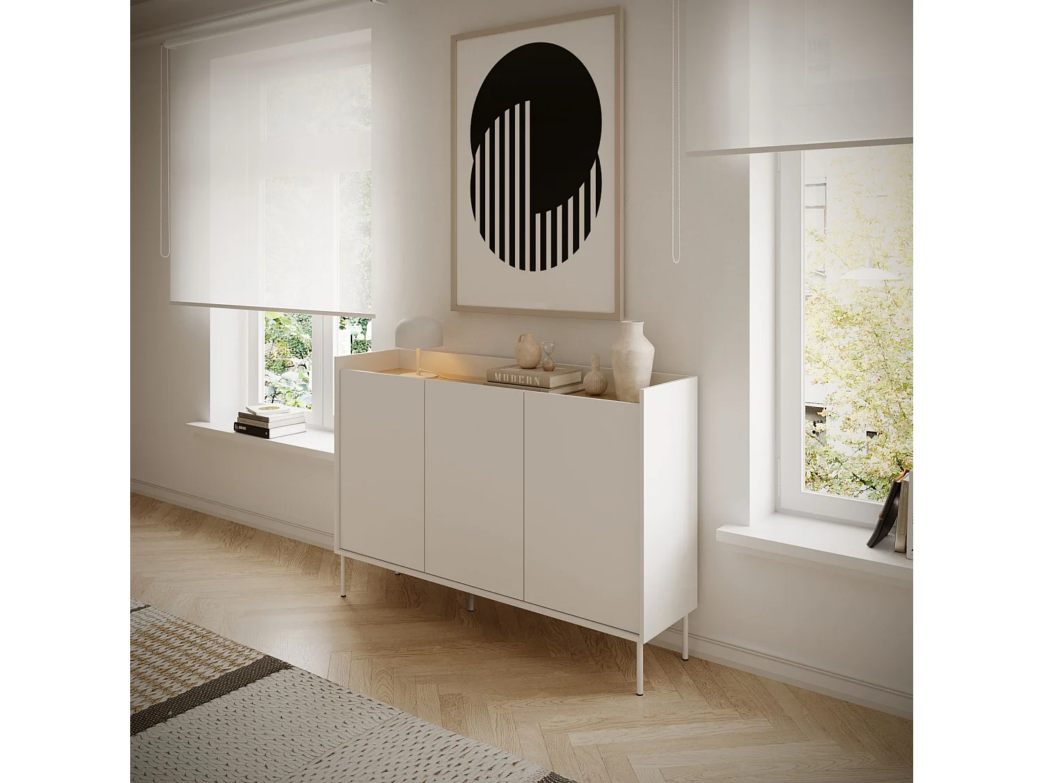 Buffet 3 portes – 140 cm – blanc/chêneLindberg – SELSEY TOVI