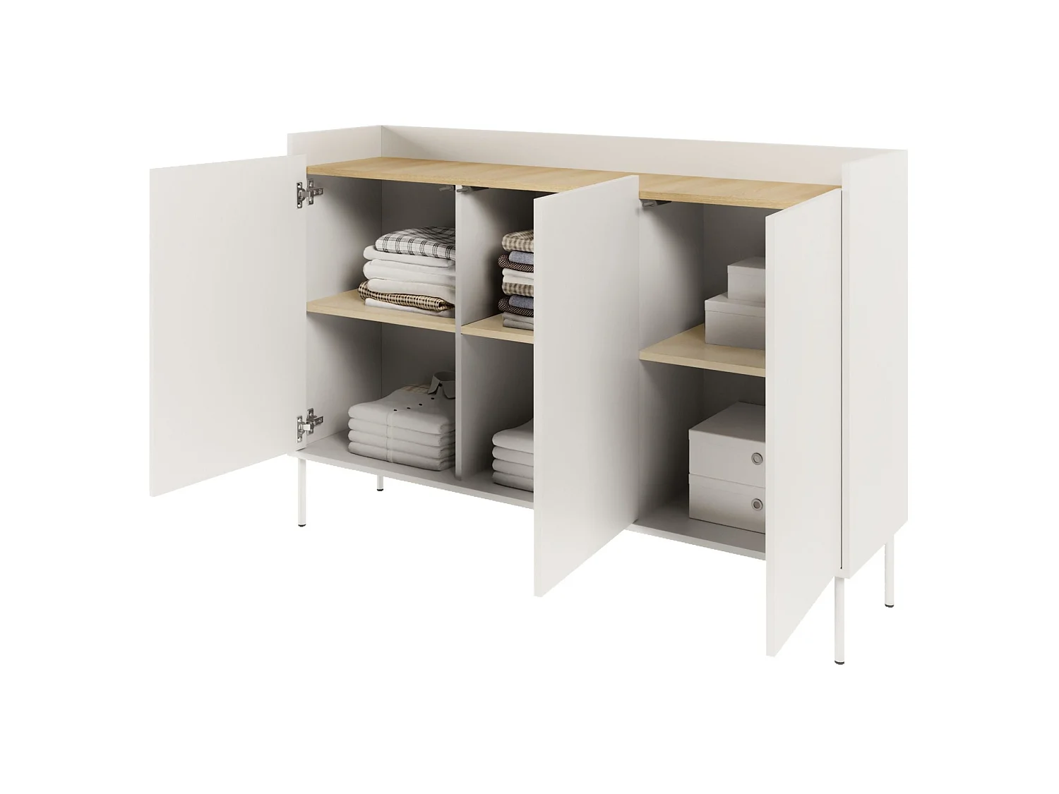 Buffet 3 portes – 140 cm – blanc/chêneLindberg – SELSEY TOVI