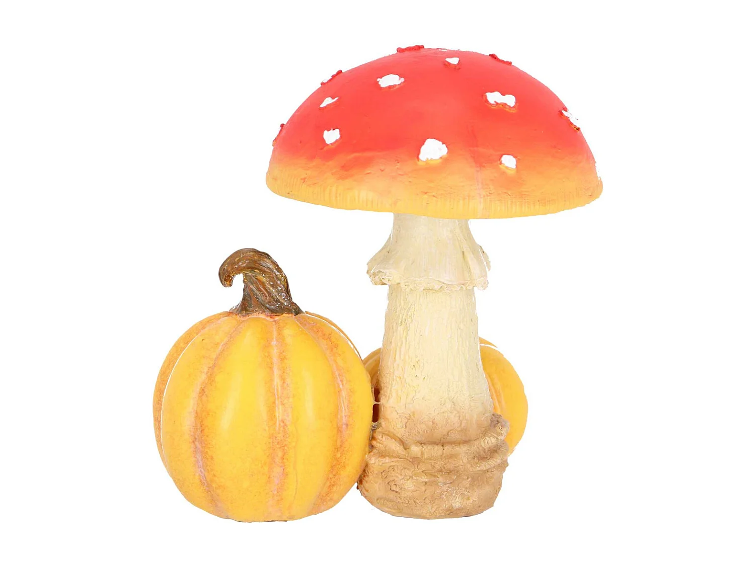 Champignon amanite en polyrésine Amanite avec citrouilles