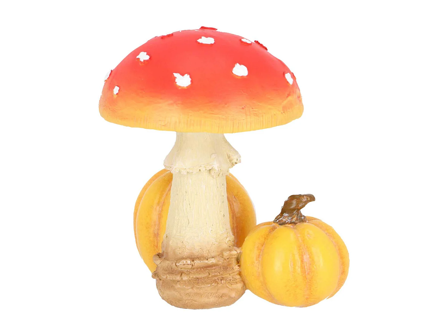 Champignon amanite en polyrésine Amanite avec citrouilles