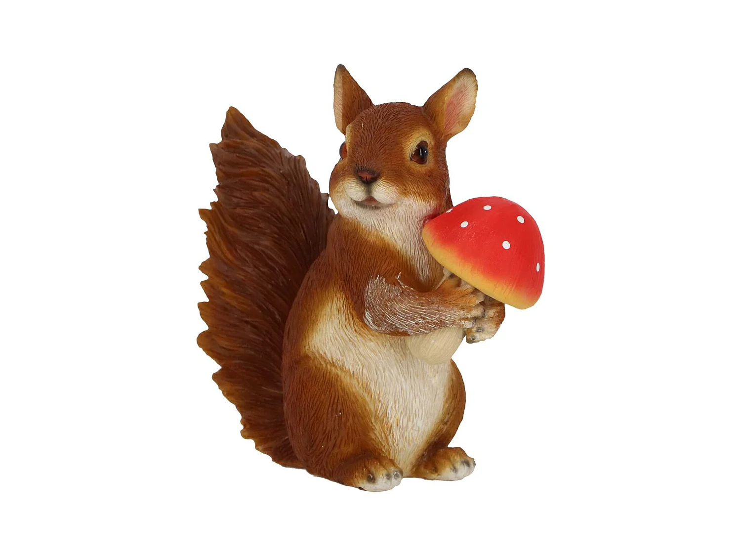 Statuette décorative en polyrésine écureuil avec cèpe