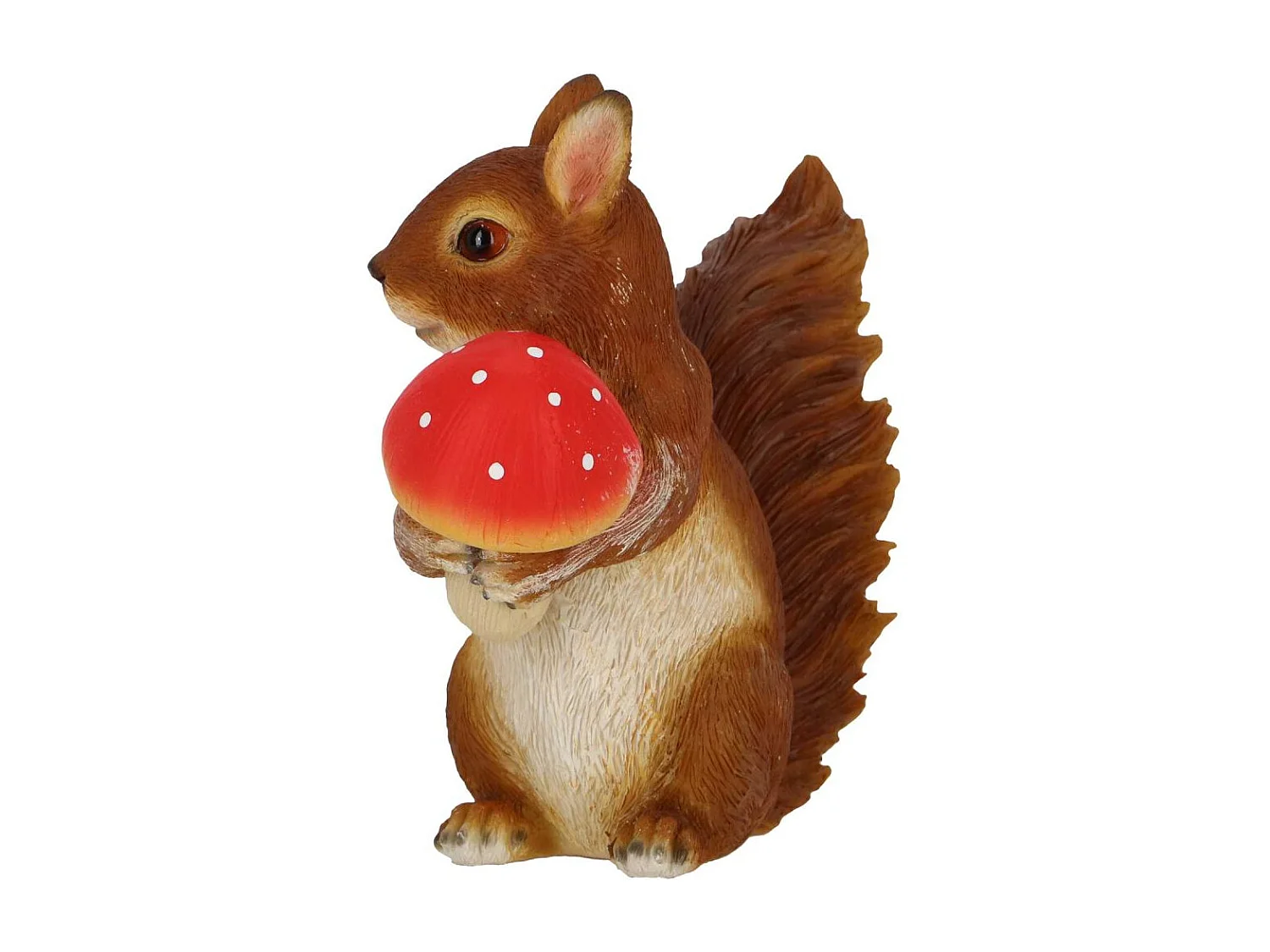 Statuette décorative en polyrésine écureuil avec cèpe