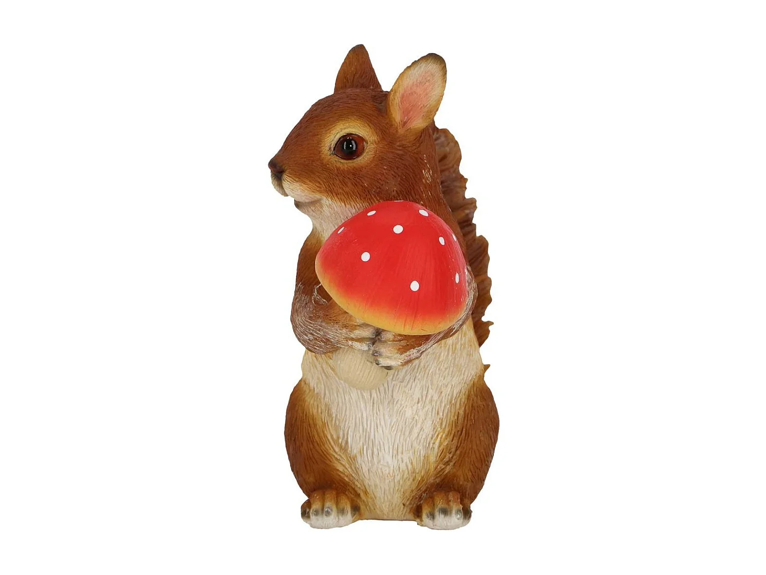 Statuette décorative en polyrésine écureuil avec cèpe