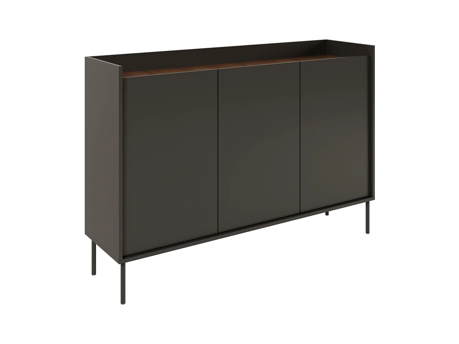 Buffet 3 portes – 140 cm – Noir/Noyer du Wisconsin – SELSEY TOVI