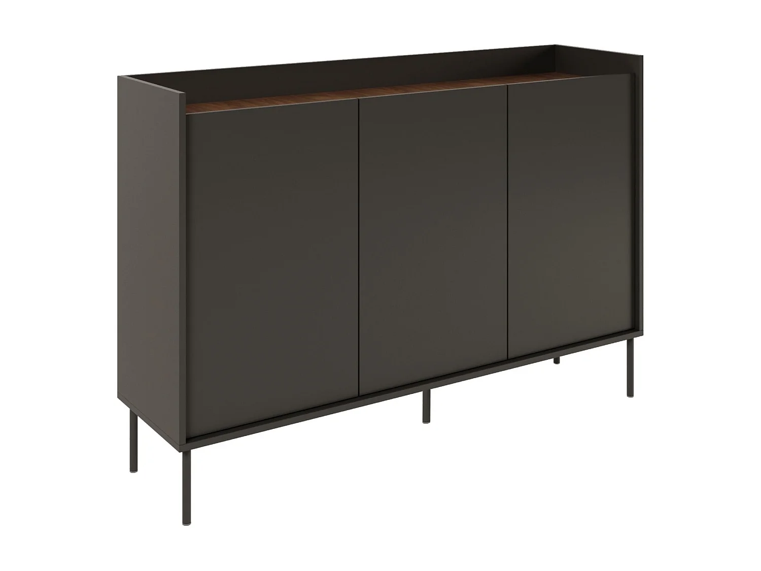 Buffet 3 portes – 140 cm – Noir/Noyer du Wisconsin – SELSEY TOVI