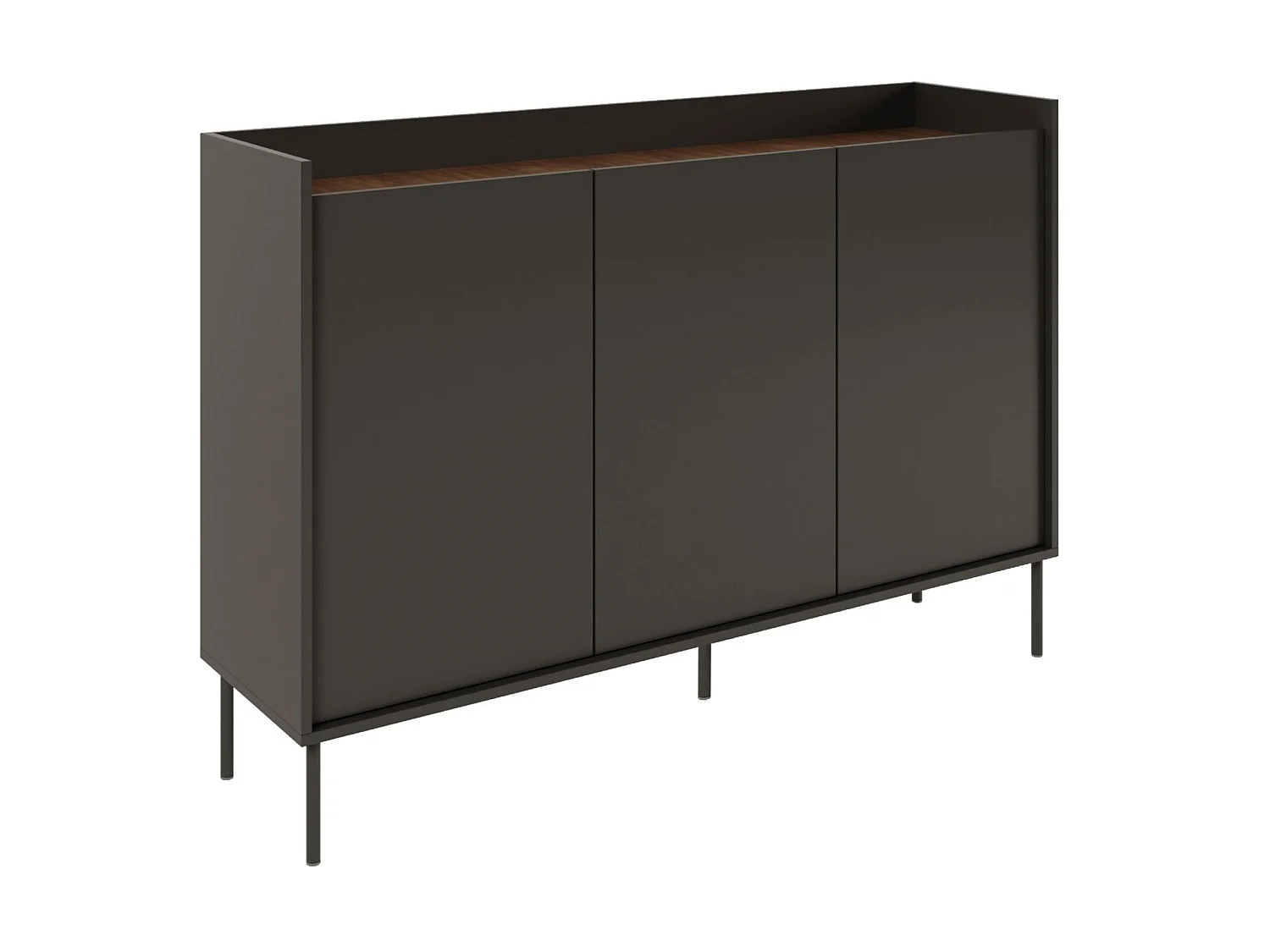 Dressoir met 3 deuren - 140 cm - Zwart / Notenhoutlook - TOVI