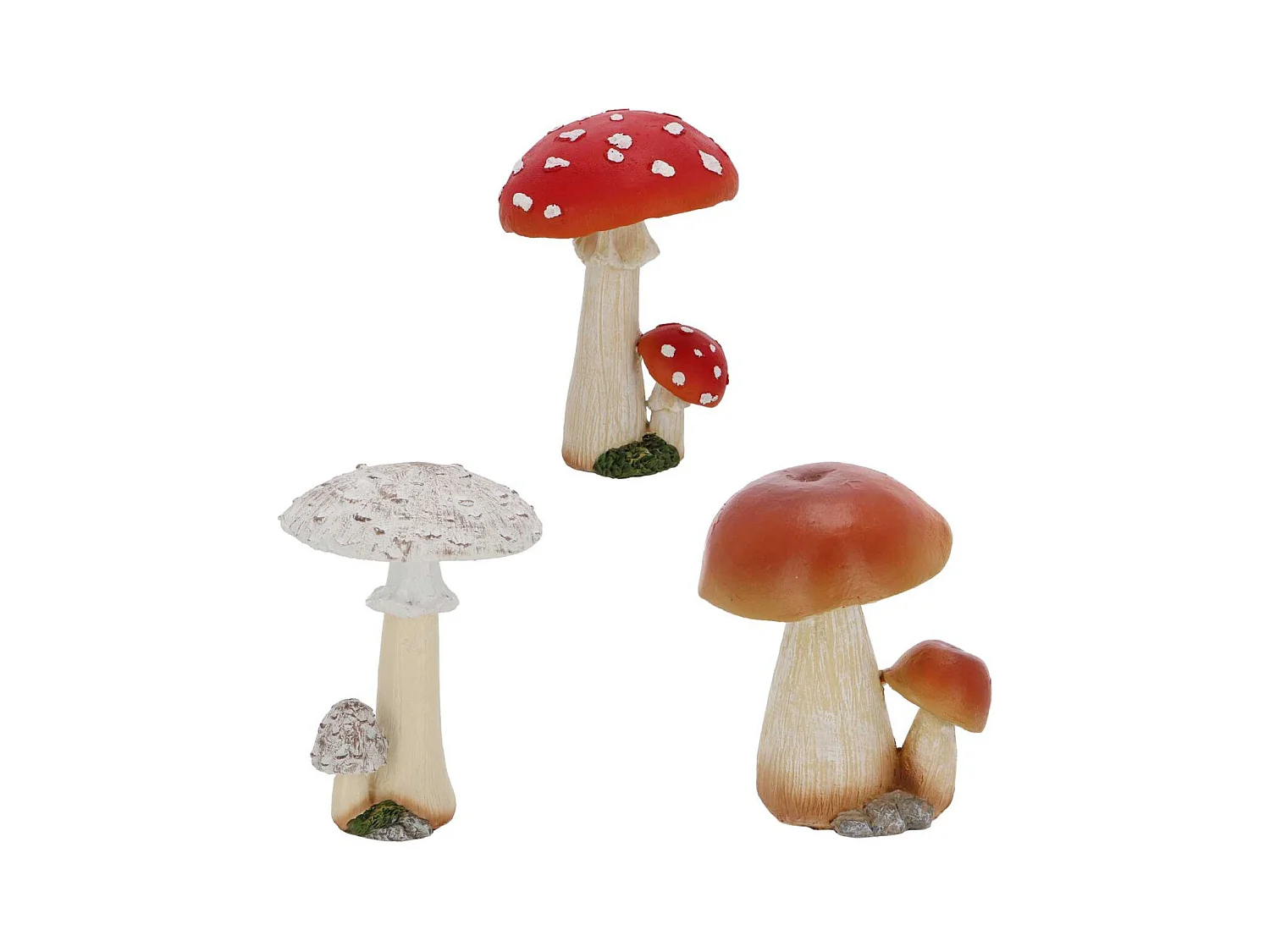 Statuette décorative en polyrésine Champignons (Lot de 3) 12 cm