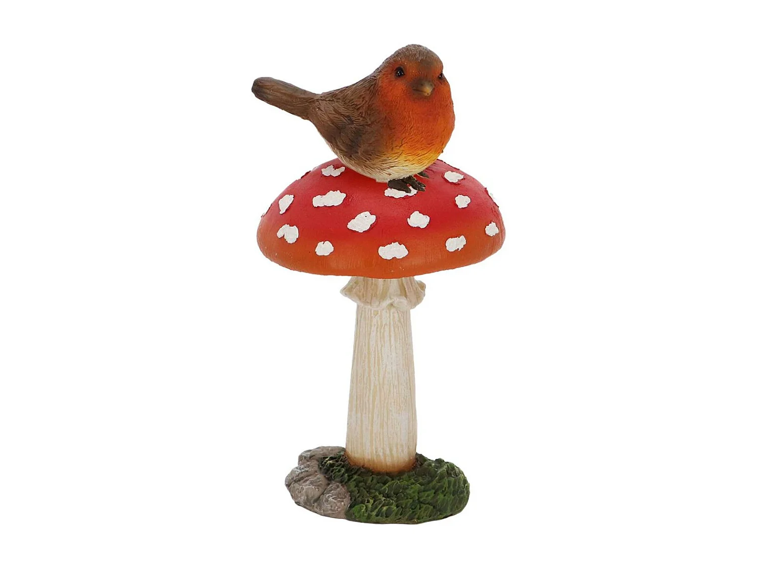 Champignons assortis avec oiseau en polyrésine (Lot de 3) Taille L