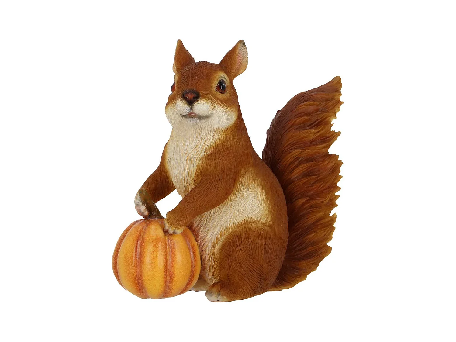 Statuette décorative en polyrésine écureuil avec citrouille