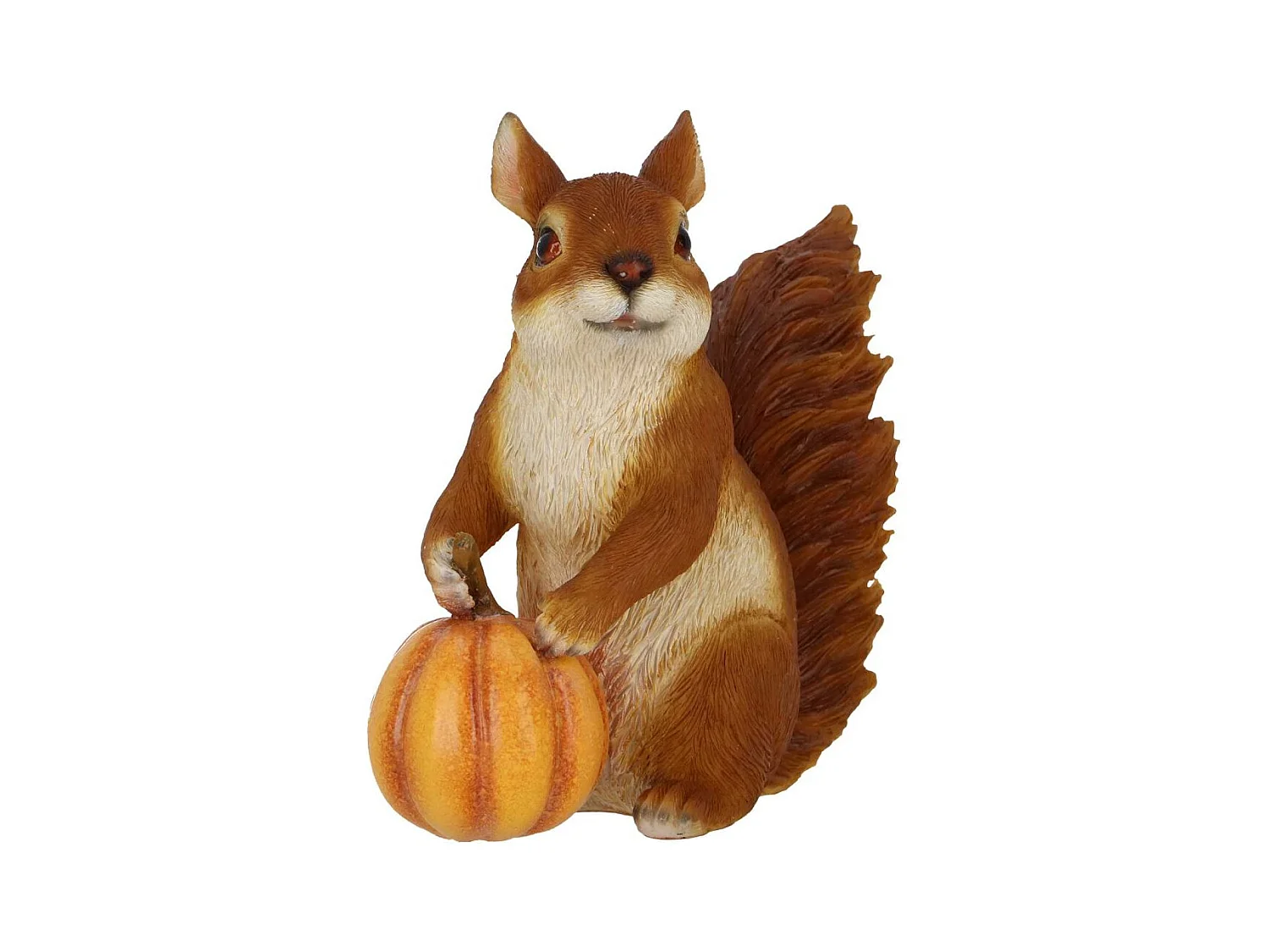 Statuette décorative en polyrésine écureuil avec citrouille