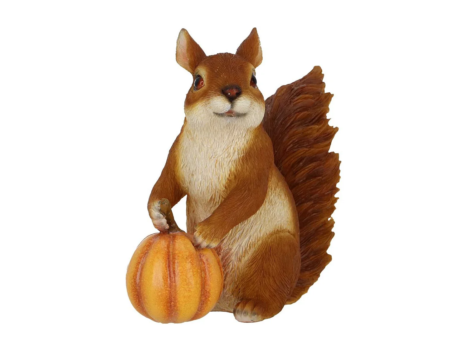 Statuette décorative en polyrésine écureuil avec citrouille
