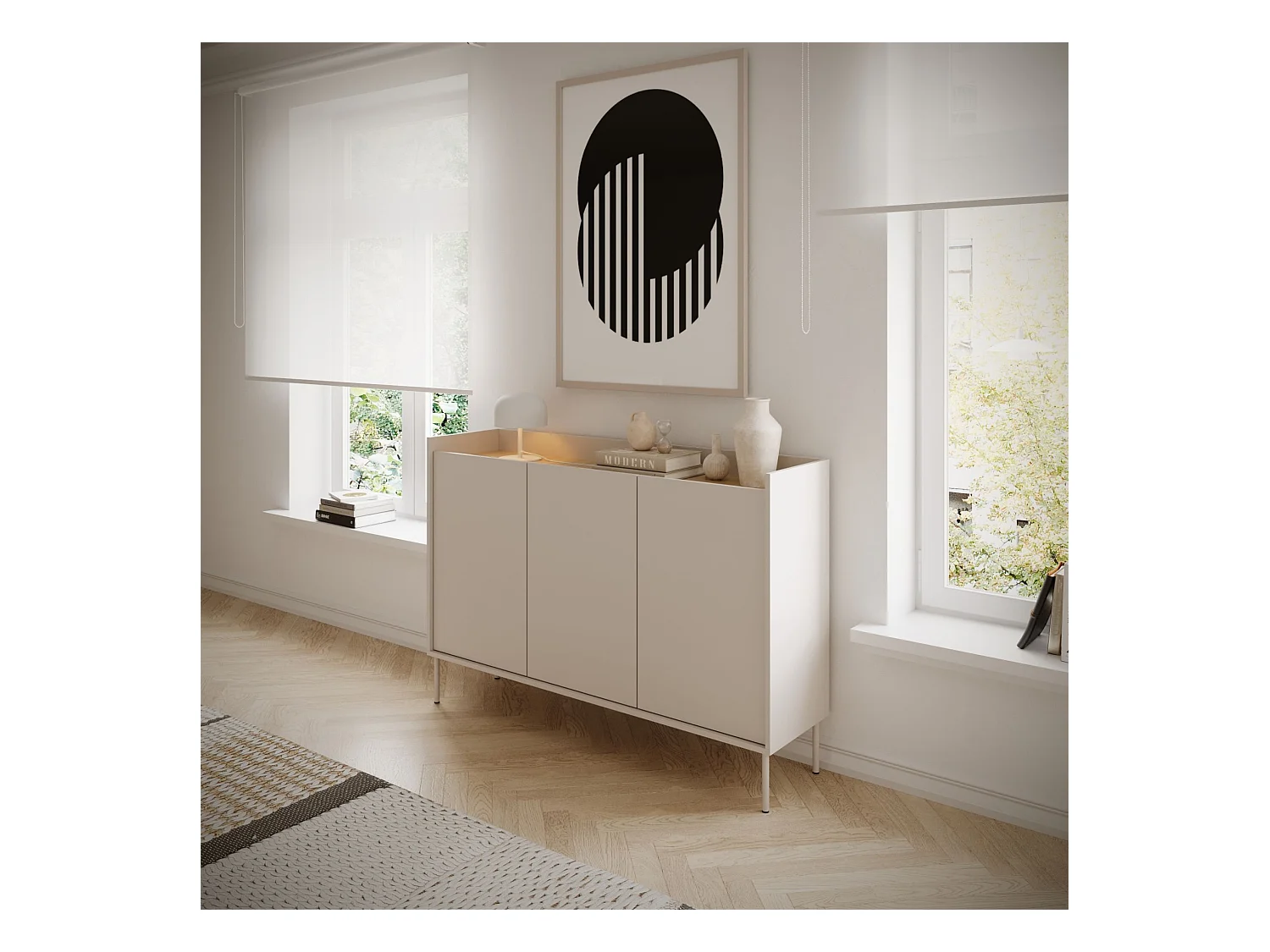 Buffet 3 portes – 140 cm – cachemire/chêne Lindberg – SELSEY TOVI