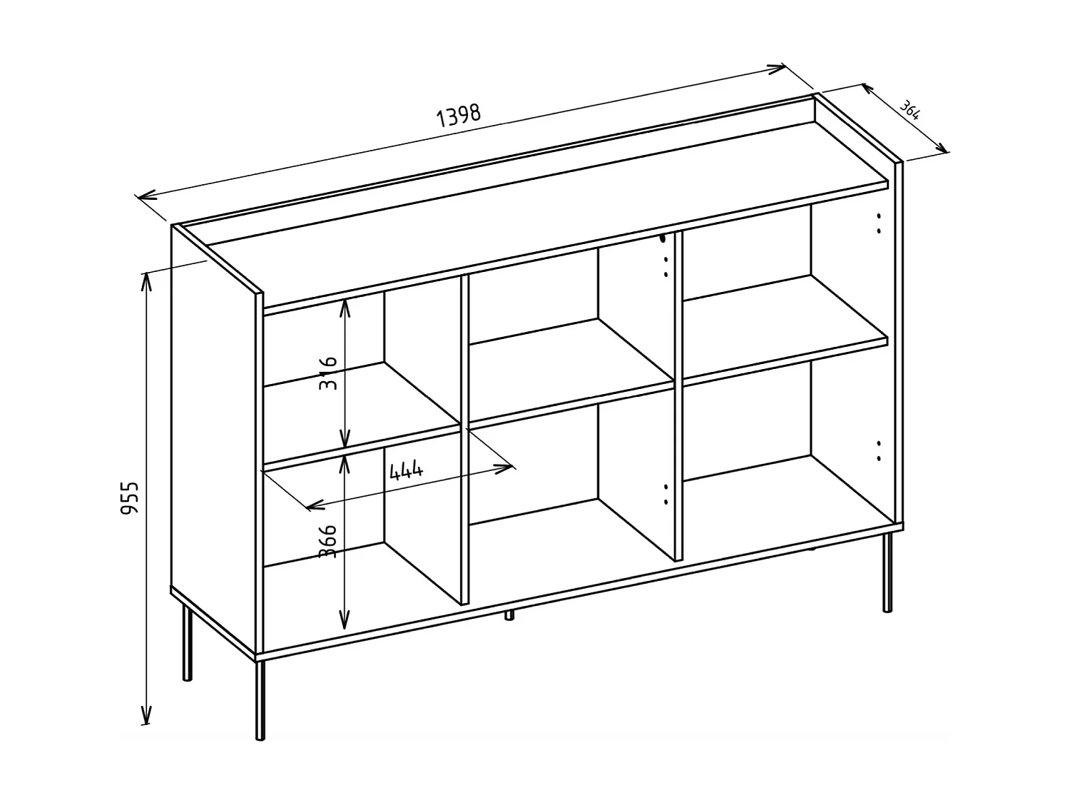 Buffet 3 portes – 140 cm – cachemire/chêne Lindberg – SELSEY TOVI