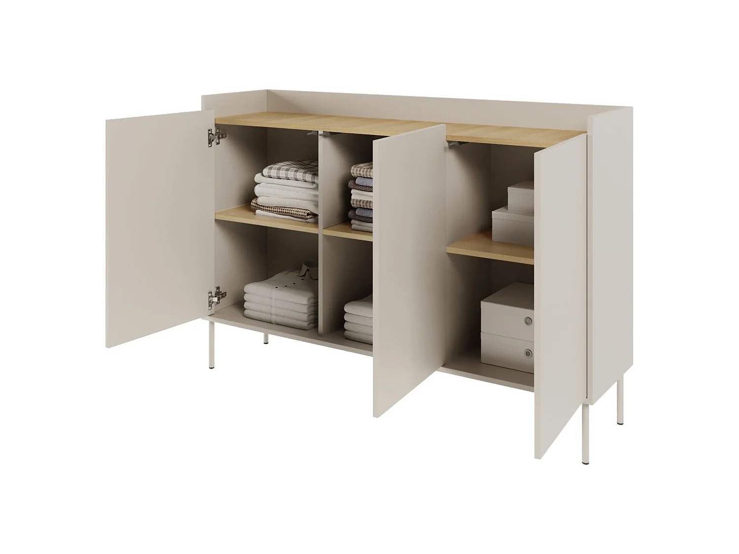 Dressoir met 3 deuren - 140 cm - Cashmeregrijs / Eikenhoutlook - TOVI