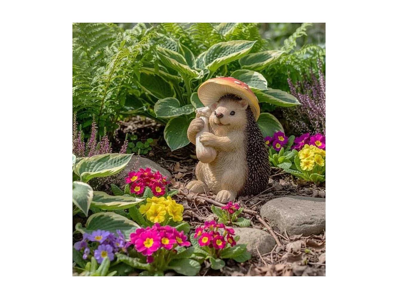Champignon amanite en polyrésine Amanite avec hérisson